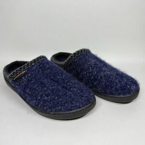 Haflinger Navy + Gray Felted Wool Slip-On Women's Slippers
